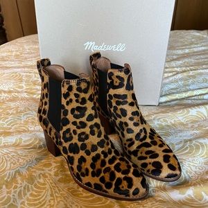 Madewell Regan boot in leopard calf hair size 7, NWT